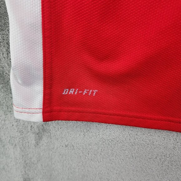 Men's Nike Dri-Fit Red Polo Shirt w/ White Side Short Sleeves Size XL - Picture 4 of 11